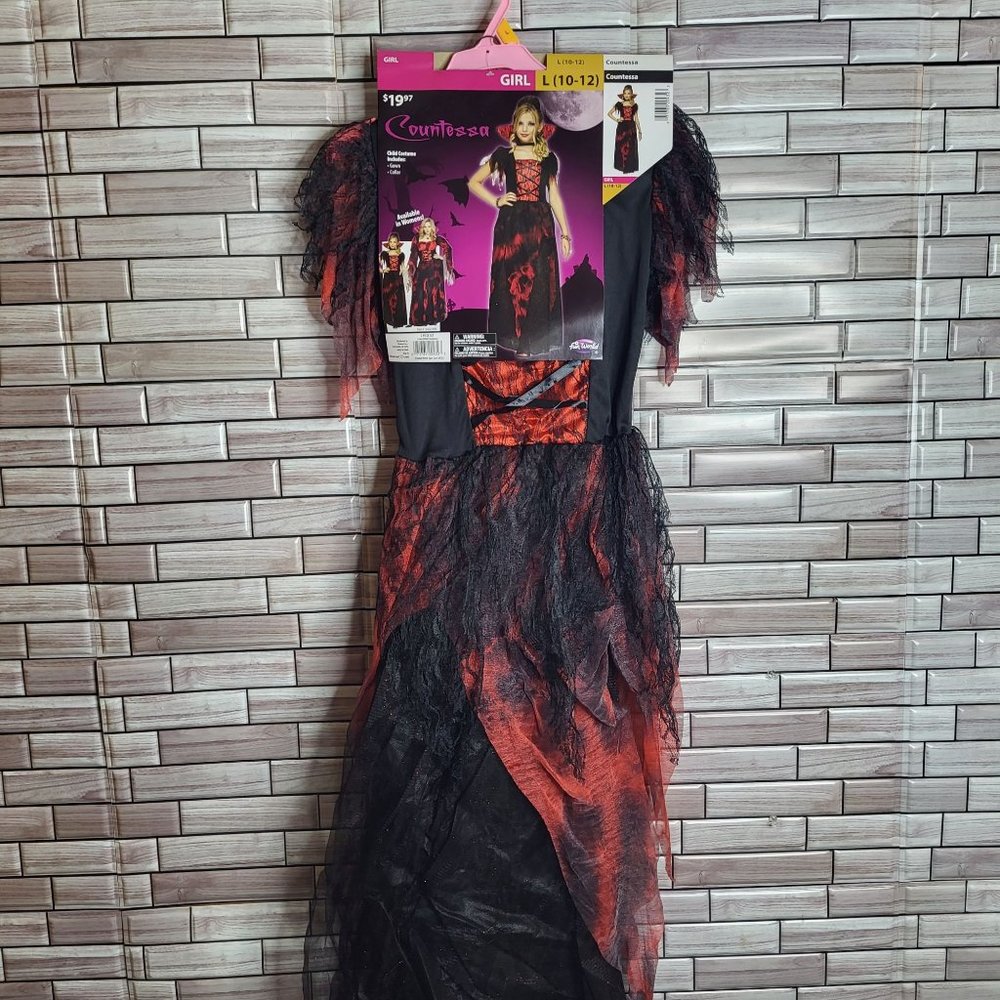 New Countessa Halloween Costume Girl's Size Large 10-12 Black Dress Up Outfit